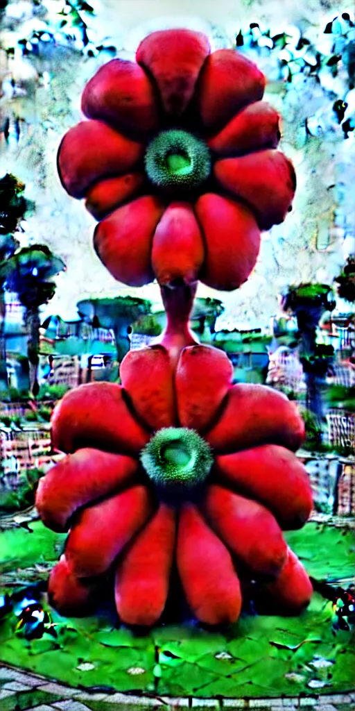 Image similar to colossal grotesque flower made from unfulfilled communist dreams in the middle of abandoned post soviet constructivist cityscape, Stalinist architecture, ultradetailed, Intricate by Hayao Miyazaki and Josan Gonzalez and Makoto Shinkai and Giuseppe Arcimboldo and Wes Anderson