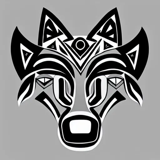 Image similar to wolf. pacific northwest coast, haida gwaii, formline native art, tribal art, haida, clean, symmetrical