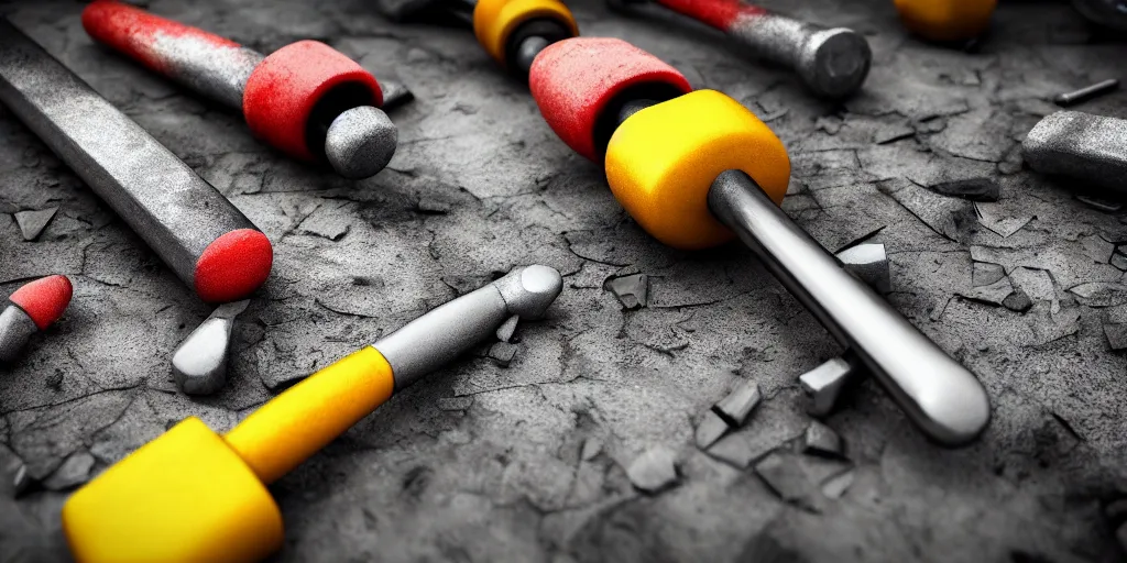 Image similar to hammer and nails, hyperealistic very colourful hdr cinematic lighting cgi render photorealistic cinematic octane render