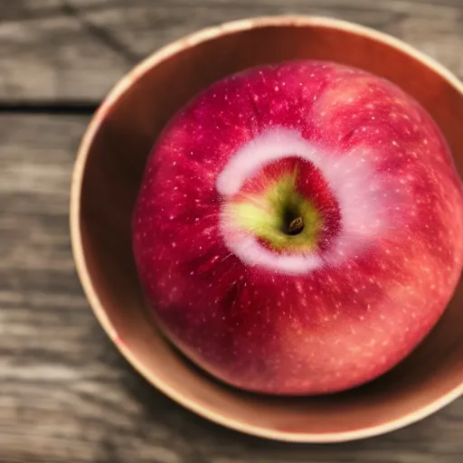 Image similar to of a purple apple in bowl of red apples