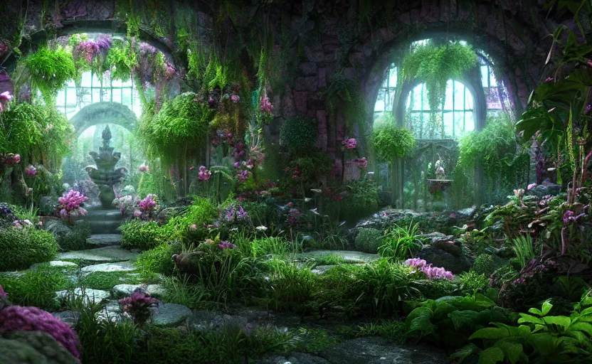 Image similar to inside an ethereal magical garden, highly detailed, 8 k, hdr, award - winning, octane render, artstation