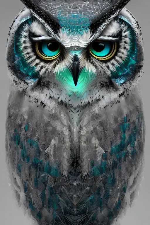 Image similar to portrait of an owl made out of emerald. intricate artwork by tooth wu wlop beeple dan mumford concept art, octane render, trending on art station