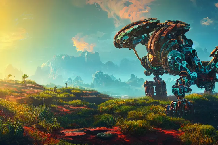 Image similar to clamberjaw machine mecanical creature robot of horizon forbidden west horizon zero dawn bioluminiscence global illumination ray tracing hdr fanart arstation by ian pesty and alena aenami artworks in 4 k