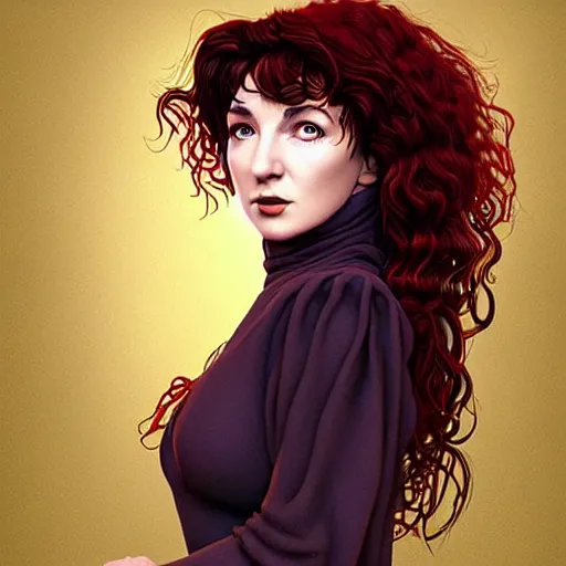 Prompt: richly detailed color illustration young kate bush illustrated by artgerm and mina petrovic and timothy kong and marina federovna. 3 - d shadowing, wuthering heights