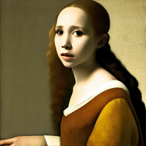 Prompt: portrait of juno temple by johannes vermeer, hd, beautiful, glamorous, award winning, 4 k