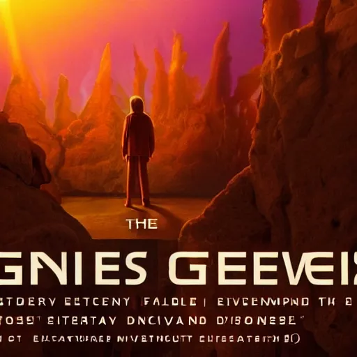 Image similar to the first paragraph from genesis. imax, 7 0 mm. digital live - action. concept art. dramatic lighting. saturated. neo - noir science fiction. despicable me live - action.