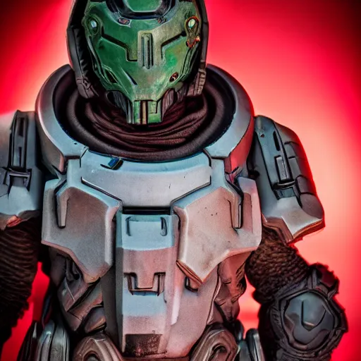 Image similar to doom slayer from doom eternal cosplay, photography, 9 0 s