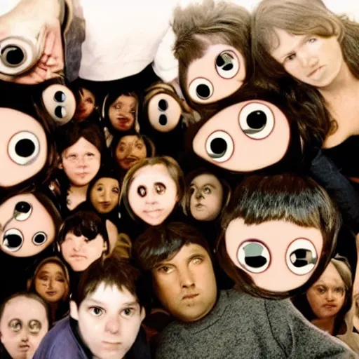 Prompt: a bowl full of monstrous eyes lookin at the camera