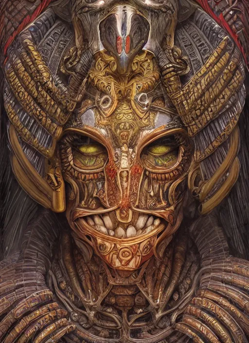 Prompt: Egyptian God of Death, fantasy, intricate, ornate, highly detailed, digital painting, 4k, HDR, concept art, smooth, sharp focus, illustration, art by dan witz,artgerm, H R Giger