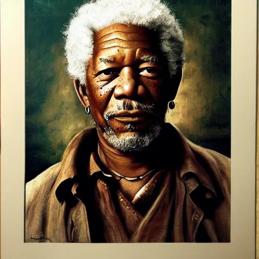 Image similar to Morgan Freeman in a western as imagined by Leonardo Davinci