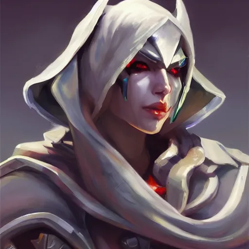 Image similar to greg manchess portrait painting of sylvanas as overwatch character, medium shot, asymmetrical, profile picture, organic painting, sunny day, matte painting, bold shapes, hard edges, street art, trending on artstation, by huang guangjian and gil elvgren and sachin teng