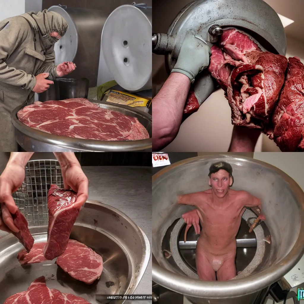 Prompt: jerma985 puts you in a meat grinder, photo 4k