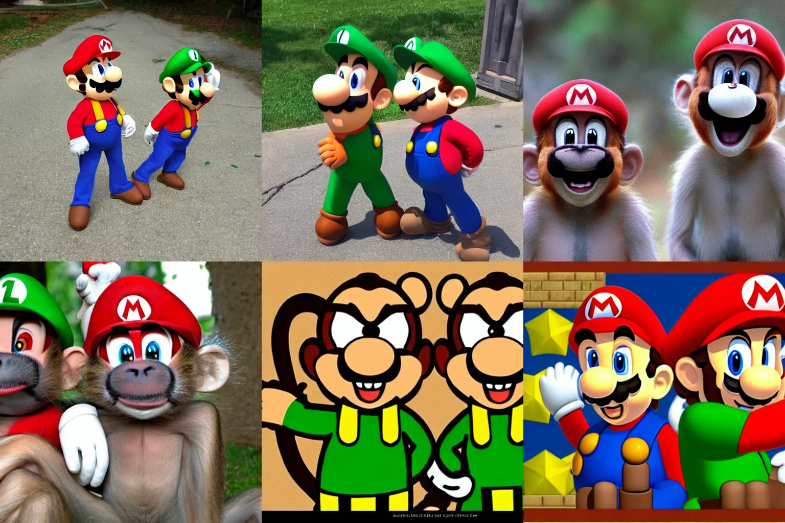 Prompt: mario and luigi as monkeys