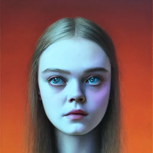 Image similar to Elle Fanning in a dark fantasy setting, intricate, smooth, artstation, painted by Wayne Barlowe, zdislav beksinski