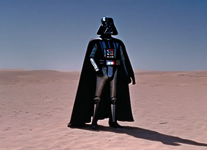 Image similar to a film still of darth vader in lawrence of arabia ( 1 9 6 2 ), technicolor