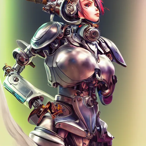 Image similar to studio portrait of lawful good colorful female holy mecha paladin absurdly beautiful, elegant, young sensual graceful woman, ultrafine hyperrealistic detailed face illustration by kim jung gi, irakli nadar, intricate linework, sharp focus, bright colors, matte, octopath traveler, final fantasy, unreal engine highly rendered, global illumination, radiant light, intricate environment