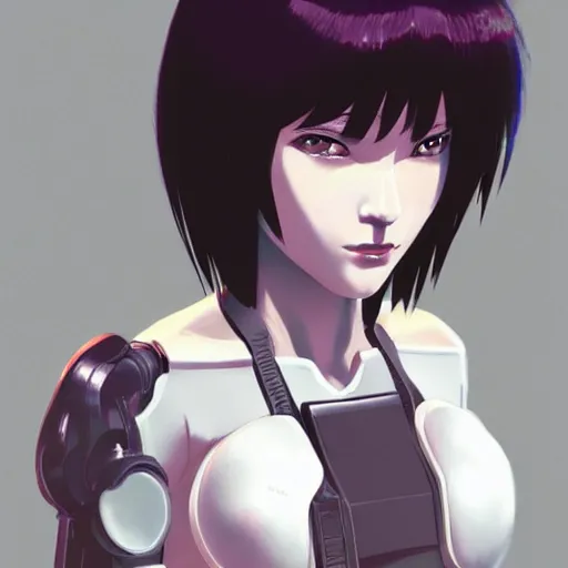 Prompt: motoko kusanagi • ghost in the shell • gunnm• alita battle angel • alita • cowboy bebop • scifi female • trigun • cyberpunk 2077 • eva 01 by greg rutkowski trending on artstation, daily deviation