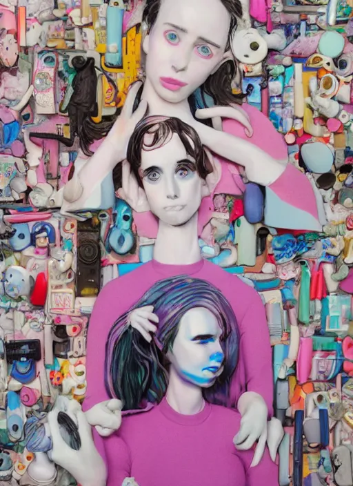 Image similar to studio photograph of a contemporary ceramic sculpture of a modular quirky emma roberts krysten ritter by hikari shimoda and jack gaughan