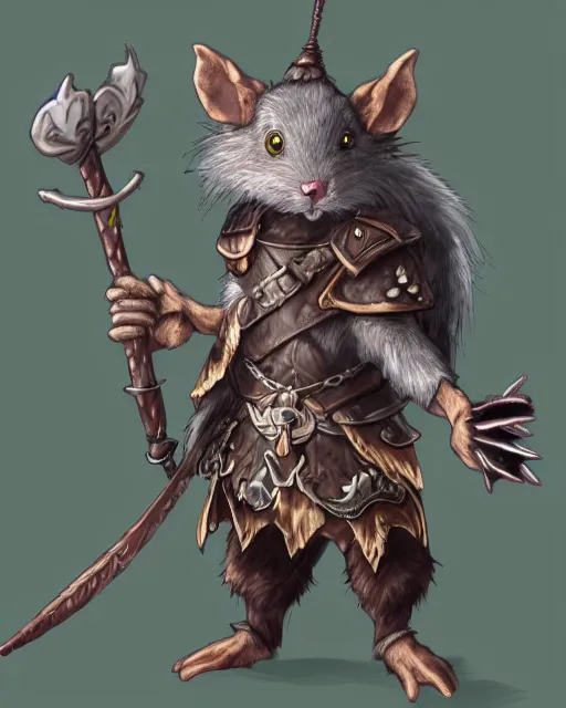 Rat king with cape and staff