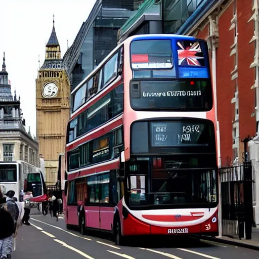 Prompt: A 10 story tall london bus, surreal