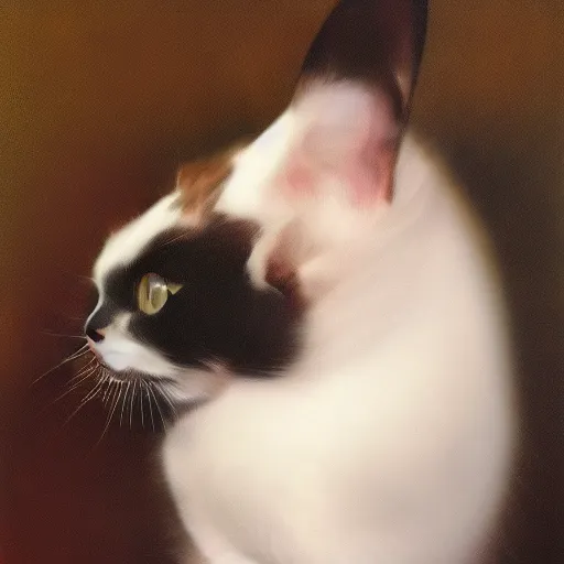 Image similar to realistic painting of a cat wearing a tuxedo, ultra long lens, 8 k, ultra, realistic, art by alphonse mucha