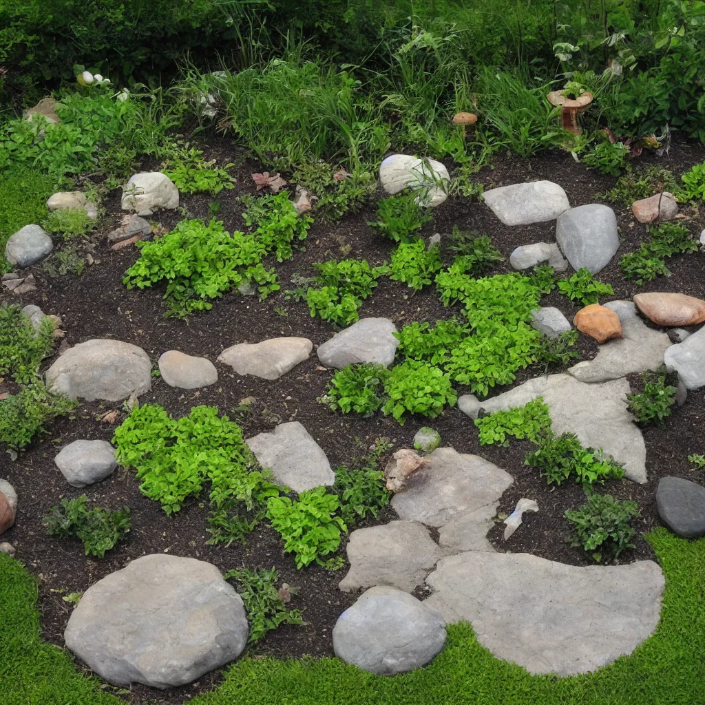 Prompt: a naturalist zen garden