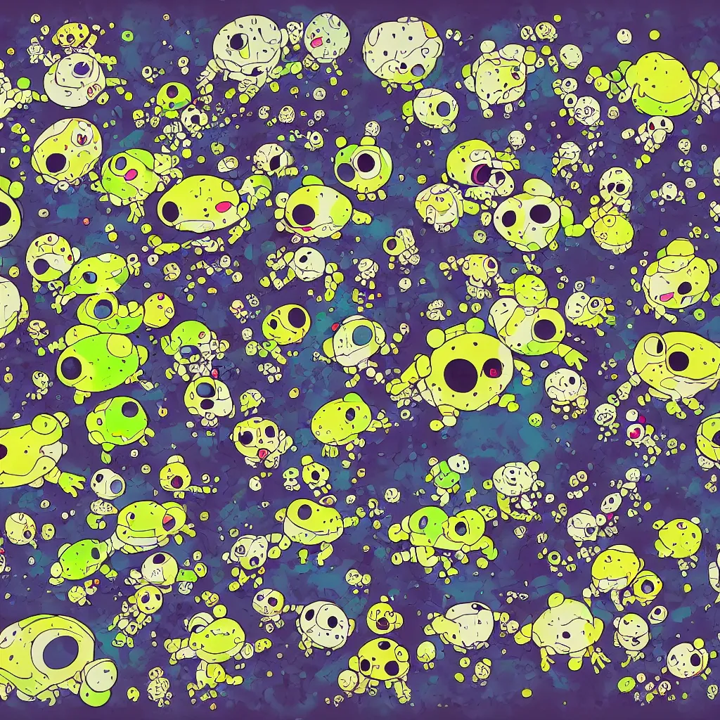 Image similar to indigo toads, frogs, ryuta ueda artwork, breakcore, jet set radio artwork, y 2 k, gloom, space, cel - shaded art style, indigo rainbow, data, minimal, takashi murakami artwork, code, cybernetic, dark, eerie, cyber