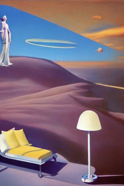 Image similar to liminal vaporwave surrealism dreams, painted by Edward Hopper, painted by salvador dali, painted by moebius, airbrush