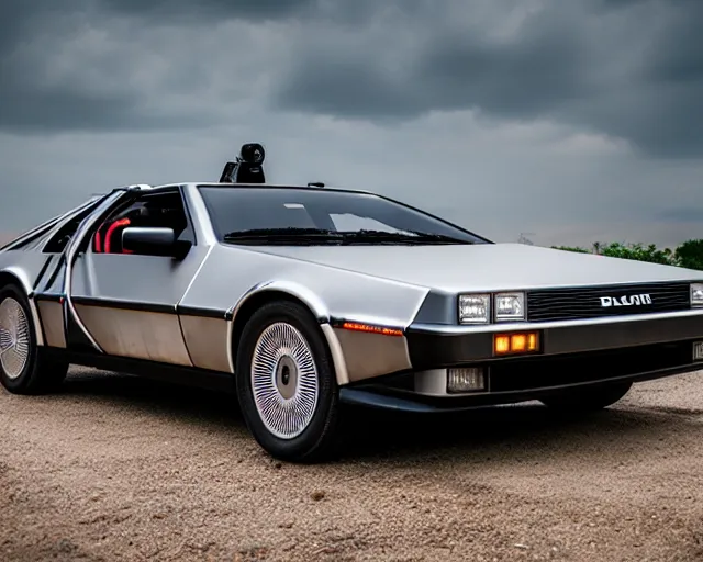 Image similar to new prototype delorean, dslr