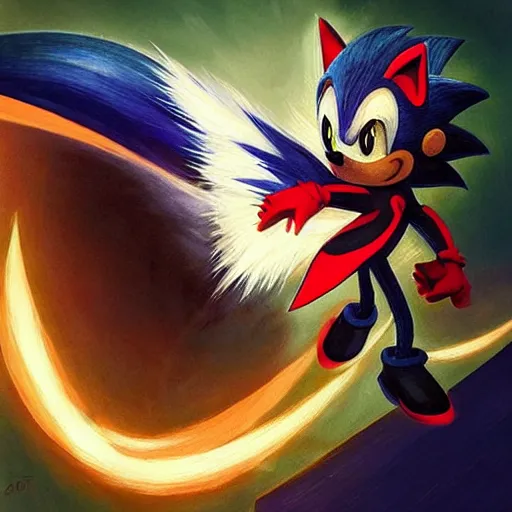 Image similar to “ shadow the hedgehog using a magic star to bring sonic the hedgehog back to life, d & d, fantasy, intricate, cinematic lighting, highly detailed, digital painting, artstation, concept art, smooth, sharp focus, illustration, art by artgerm and greg rutkowski and alphonse mucha ”