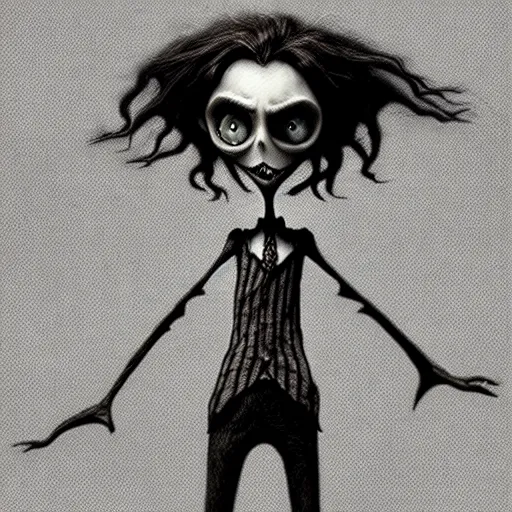 Image similar to grunge cartoon drawing of a plushie by - michael karcz , in the style of corpse bride, loony toons style, horror themed, detailed, elegant, intricate