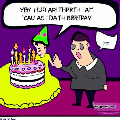 Image similar to the worst birthday ever. cartoon