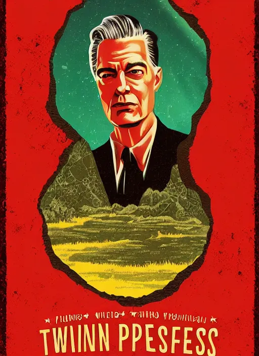 Prompt: twin peaks movie poster art by gary pullin