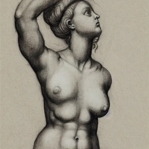 Image similar to of pencil sketches on paper of the female form by michelangelo