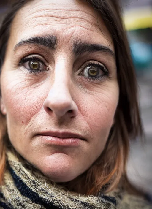 Image similar to close up portrait of beautiful 30-years-old Italian woman, candid street portrait award winning