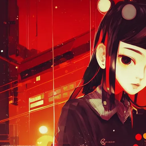 Prompt: Frequency indie album cover, luxury advertisement, red filter, yellow and black colors. highly detailed post-cyberpunk sci-fi close-up schoolgirl in asian city in style of cytus and deemo, mysterious vibes, by Ilya Kuvshinov, by Greg Tocchini, nier:automata, set in half-life 2, beautiful with eerie vibes, very inspirational, very stylish, with gradients, surrealistic, dystopia, postapocalyptic vibes, depth of field, mist, rich cinematic atmosphere, perfect digital art, mystical journey in strange world, beautiful dramatic dark moody tones and studio lighting, shadows, bastion game, arthouse