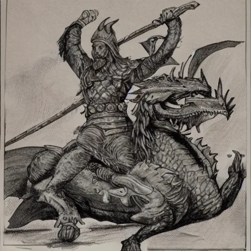 Image similar to viking riding dragons flies holding donald trump's severed head