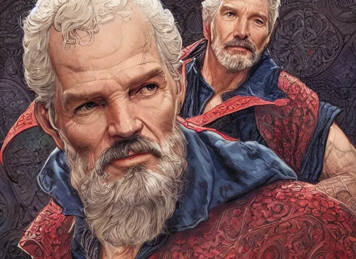 Prompt: a highly detailed geriatric portrait of stephen strange, james gurney, james jean