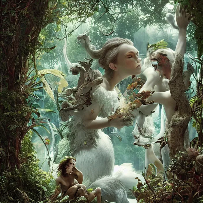 Image similar to minimal modernist bauhaus jeff koons style neverending story forest spirit oracles, ultra realistic, concept art, intricate details, serious, highly detailed, photorealistic, octane render, 8 k, unreal engine, art by todd mcfarlane and artgerm and greg rutkowski and alphonse mucha