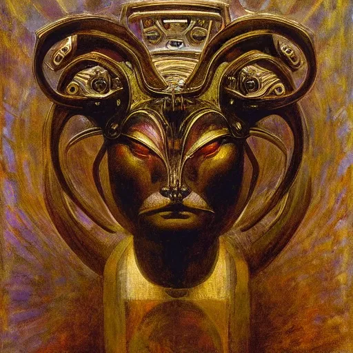 Image similar to masterpiece sculpture of an ornate mechanical robot cat head, by annie swynnerton and diego rivera and nicholas roerich and jean delville, symbolist, dramatic lighting, god rays, elaborate geometric ornament, art brut, soft colors, smooth, sharp focus, extremely detailed, adolf wolfli and ( donato giancola )