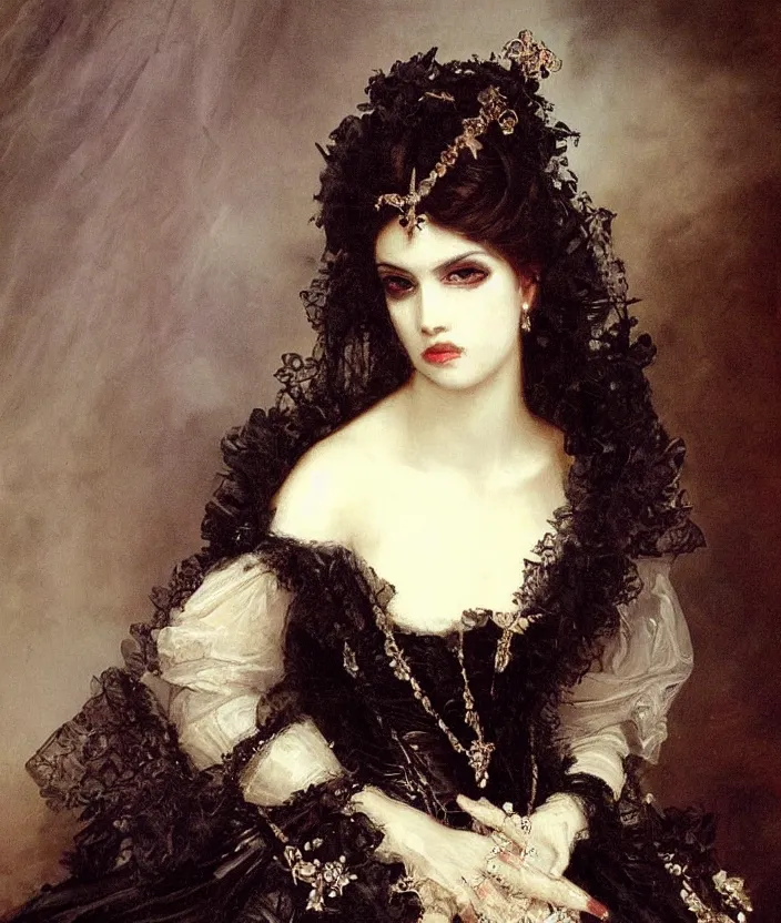 Image similar to Gothic princess portrait by William-Adolphe Bouguerea, highly detailded