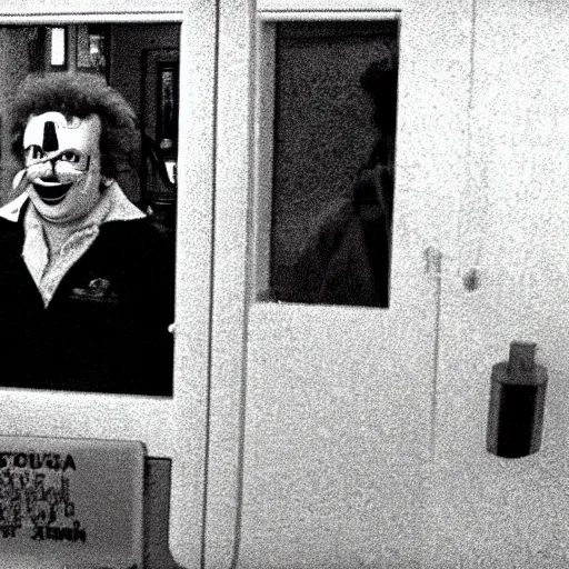 Prompt: the year 2 0 1 5, ronald mcdonald being arrested in florida cctv footage