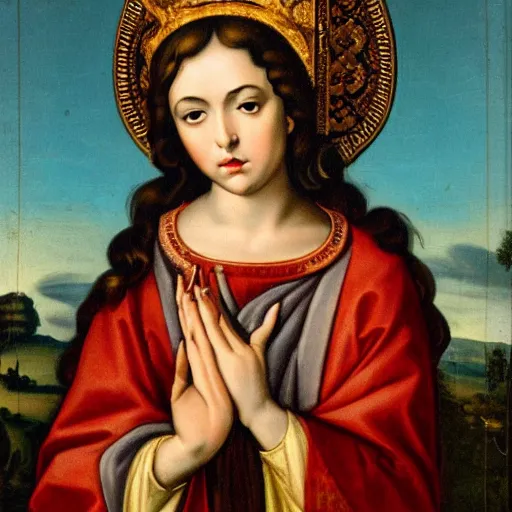 Prompt: holy catholic female saint baroque portrait