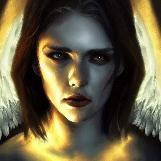 Prompt: angel of darkness, digital art, artstation, realistic