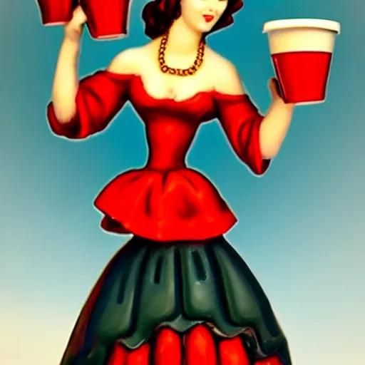 Image similar to scarlet woman holding cup full of saint boold