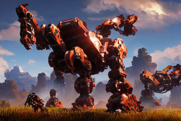 Image similar to shell - walker machine mecha animal beast robot of horizon forbidden west horizon zero dawn bioluminiscence global illumination ray tracing hdr fanart arstation by sung choi and eric pfeiffer and gabriel garza and casper konefal