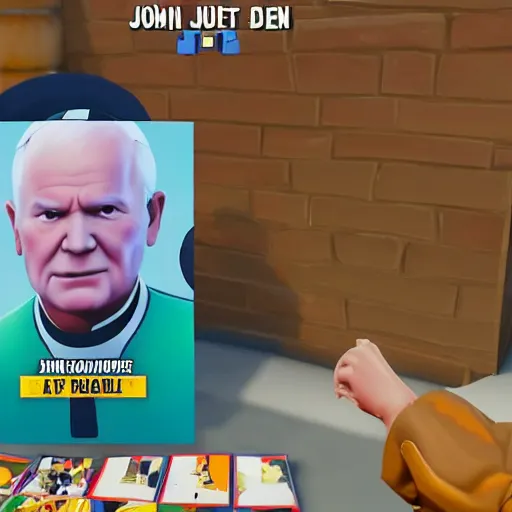 Image similar to john paul ii in fortnite