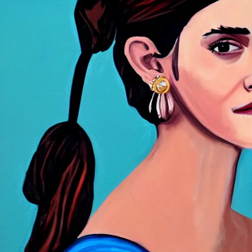 Image similar to painting of emma watson with the pearl earring