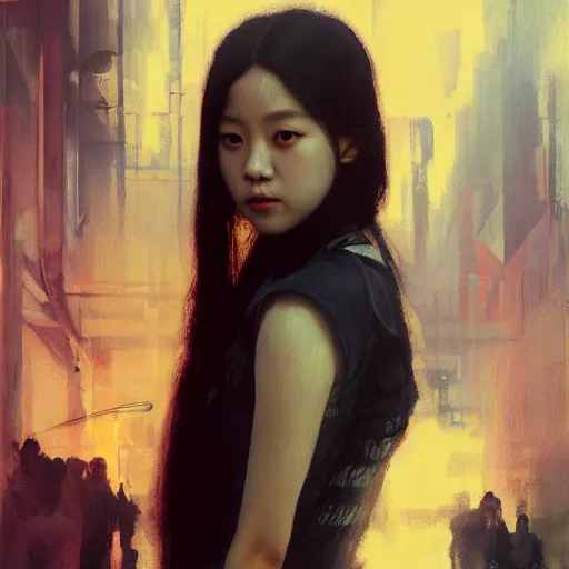 Image similar to jisoo of blackpink, hyperrealistic portrait, bladerunner street, art of elysium by jeremy mann and alphonse mucha, fantasy art, photo realistic, dynamic lighting, artstation, poster, volumetric lighting, very detailed face, 8 k, award winning