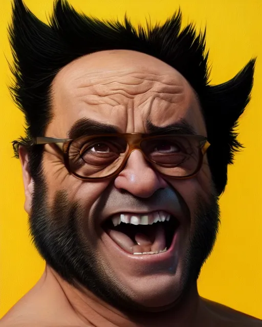 Image similar to danny devito as wolverine, full body portrait, oil on canvas, octane render, trending on artstation